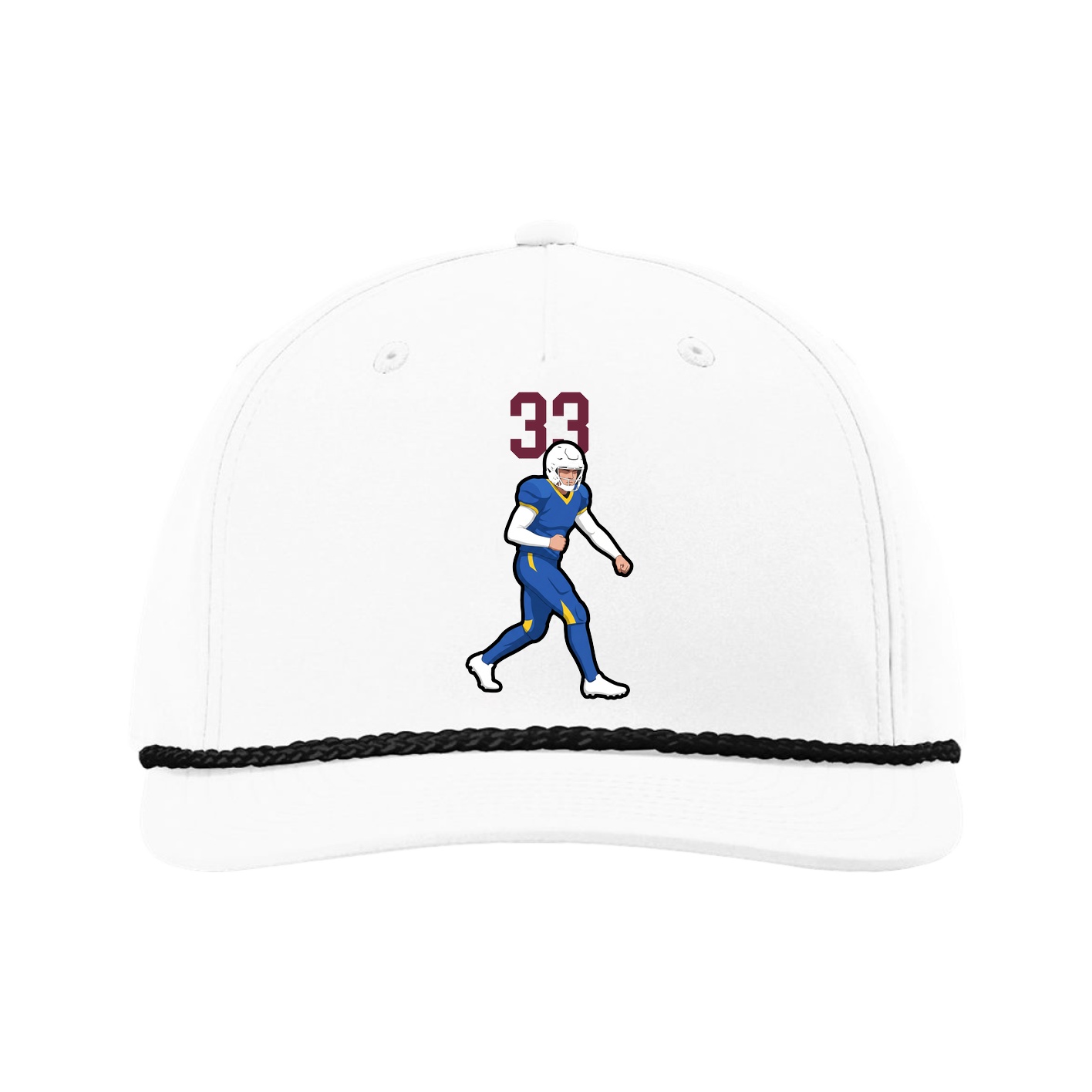 Five-Panel Classic Rope Cap — Number Top in White