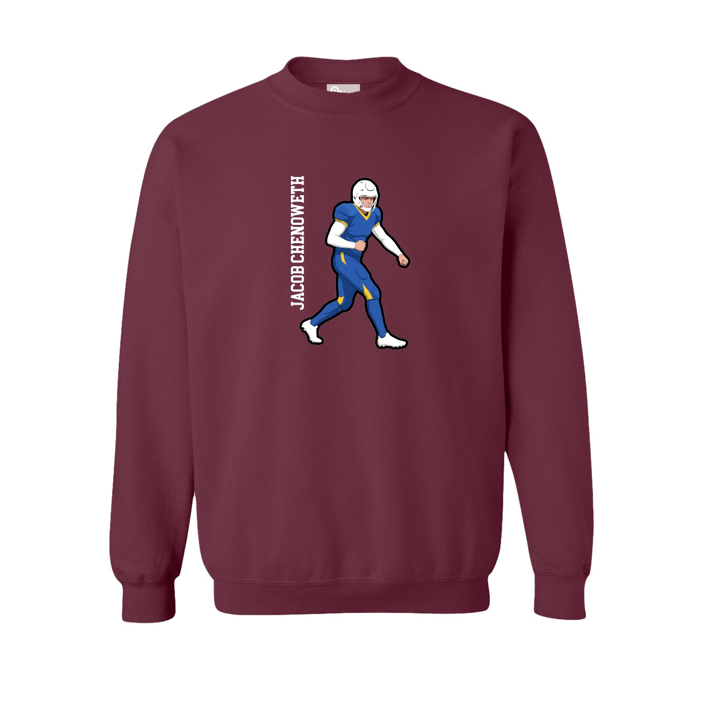 Fleece Crew — Name Vertical in Maroon