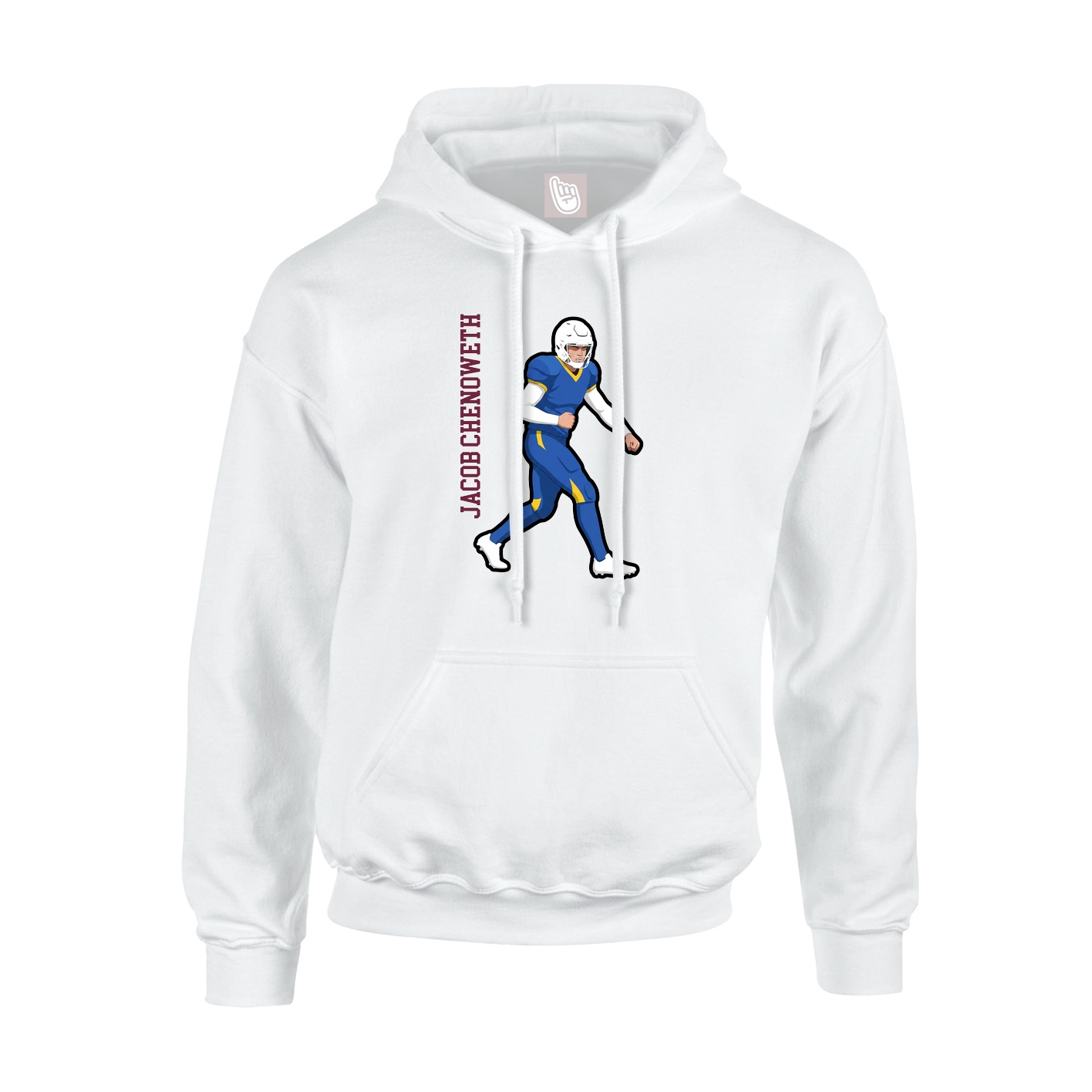 Youth Hoodie — Name Vertical in White