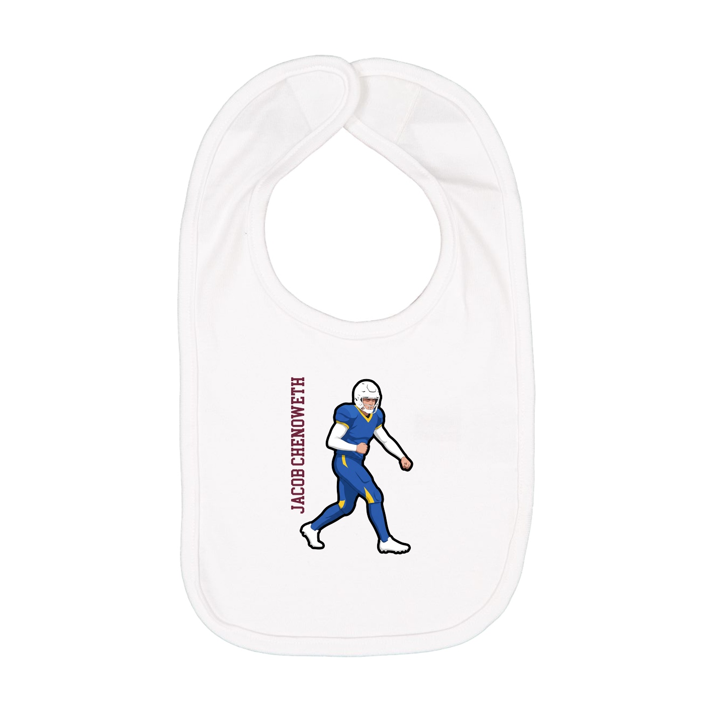 Infant Bib — Name Vertical in White