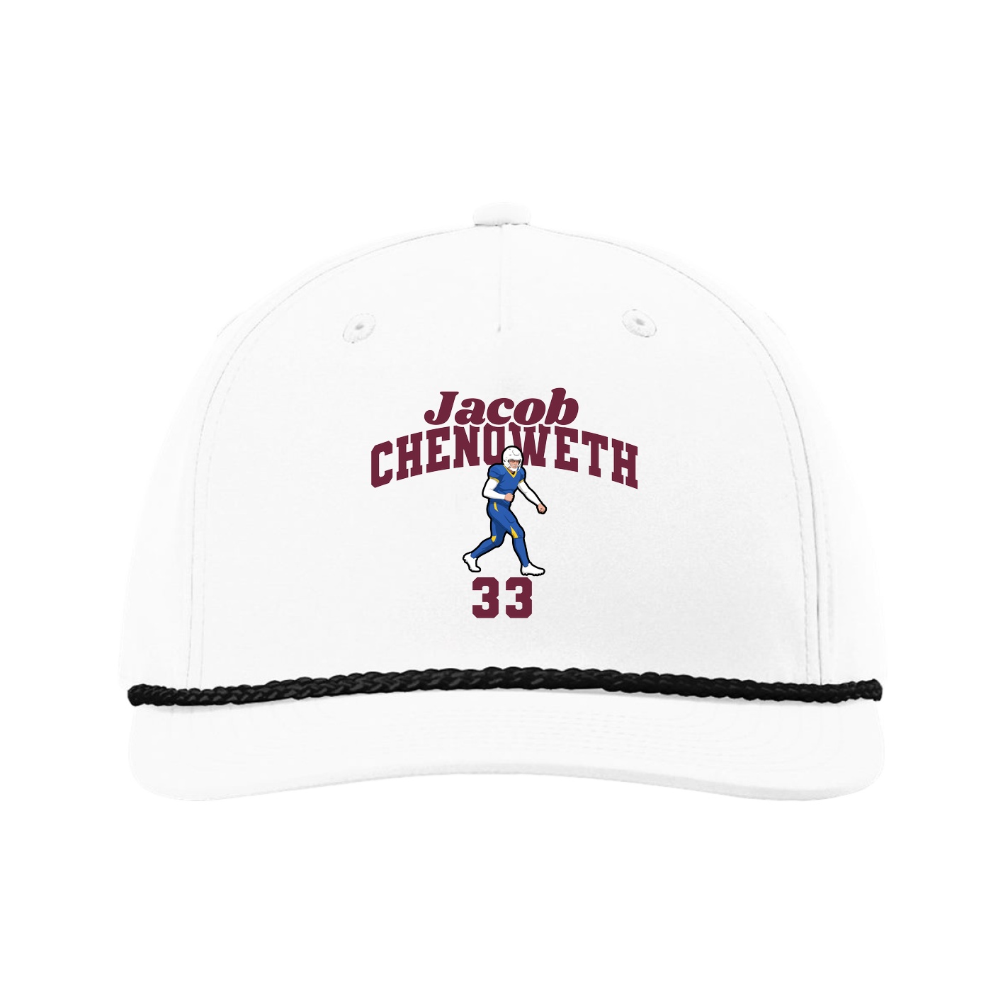 Five-Panel Classic Rope Cap — Signature Arch in White