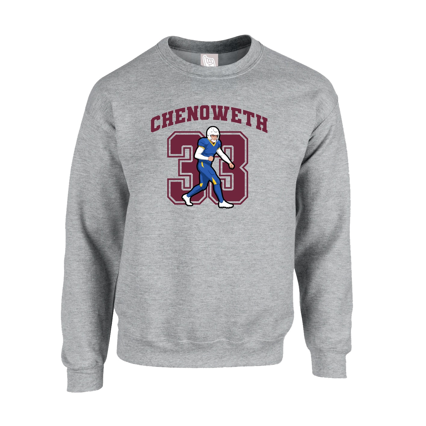 Fleece Crew — Number in Grey