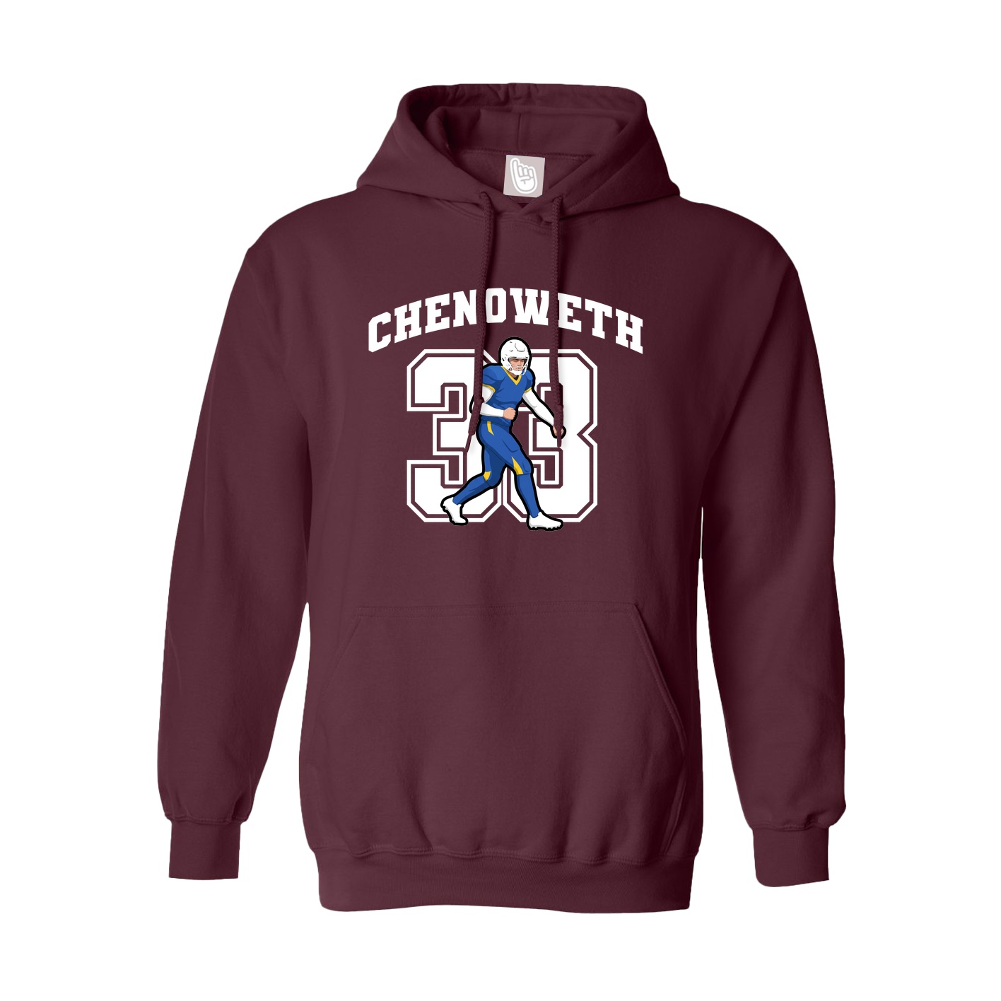 Youth Hoodie — Number in Maroon