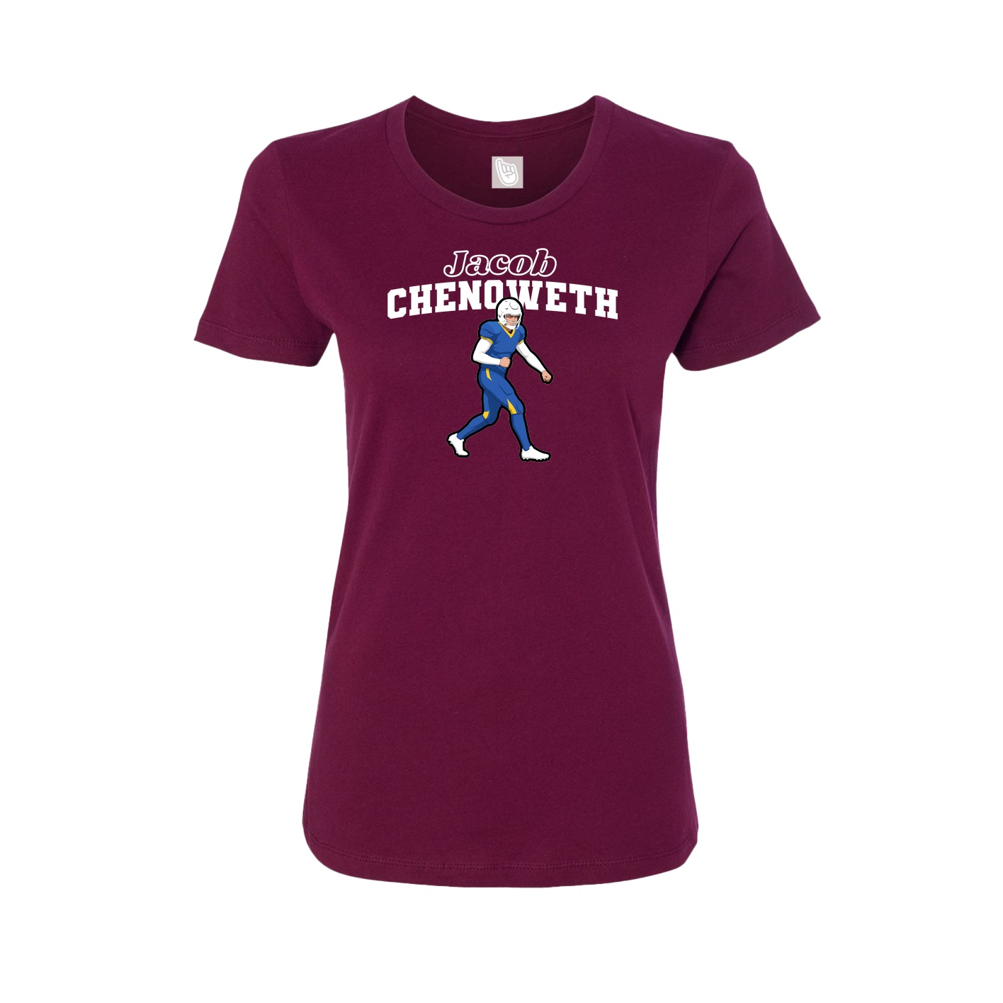 Fitted Women's Tee — Name Arch in Maroon