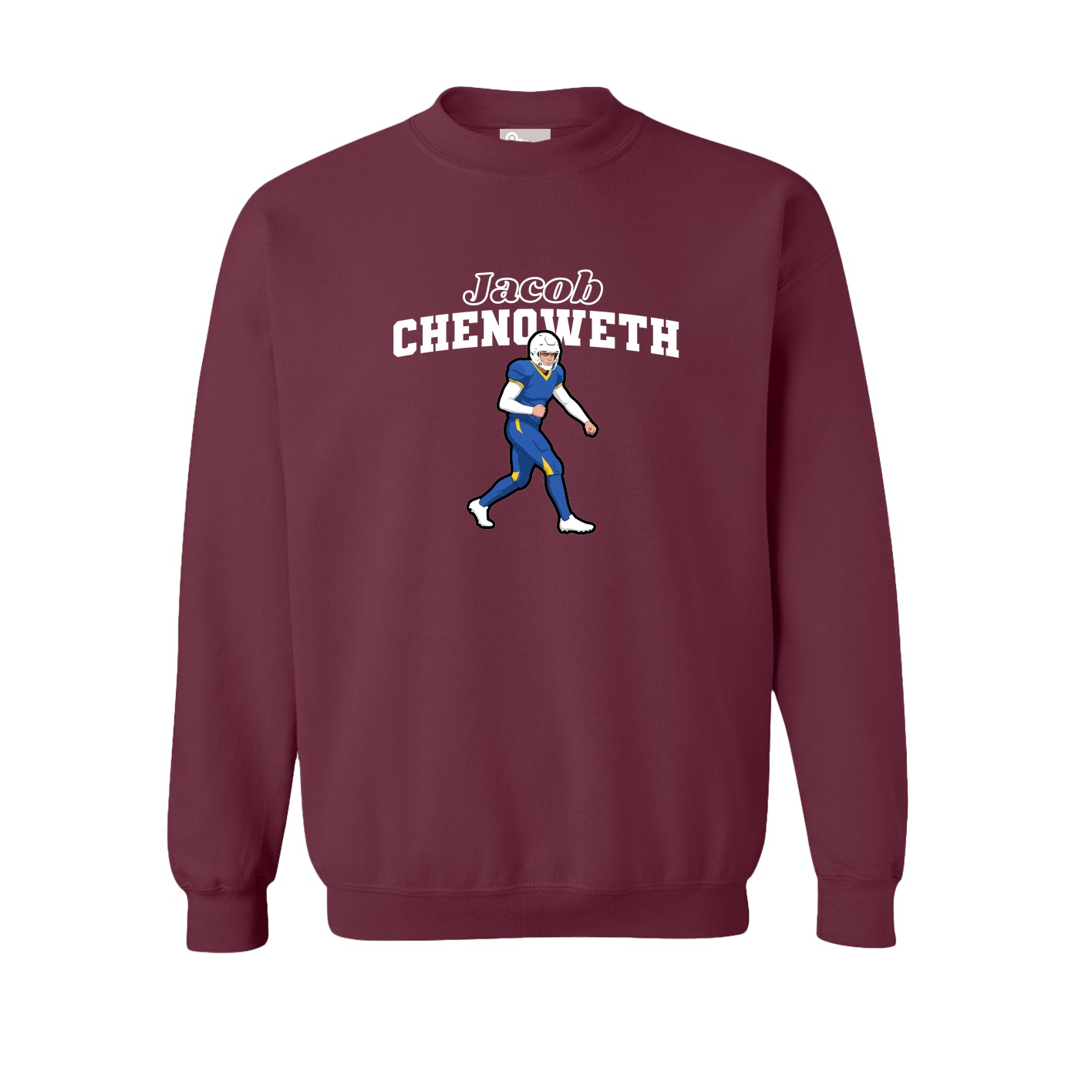 Fleece Crew — Name Arch in Maroon