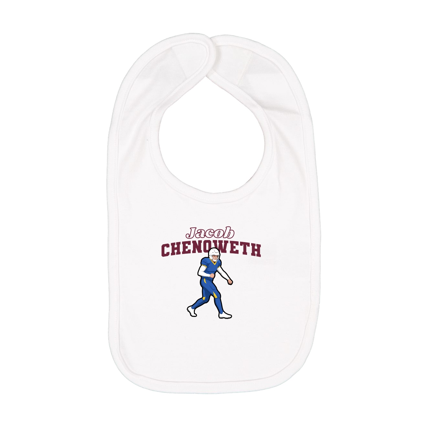 Infant Bib — Name Arch in White