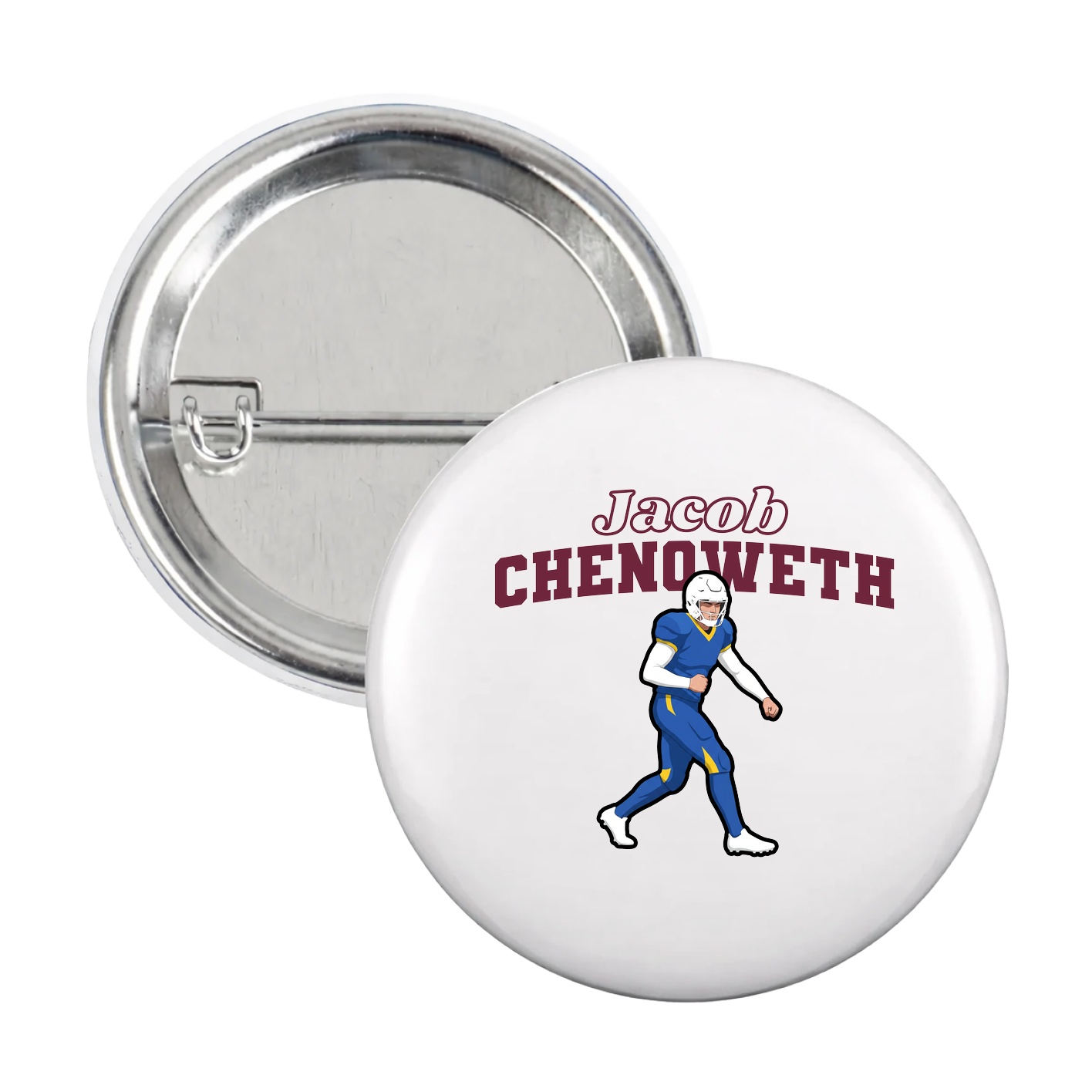 Game Day Button — Name Arch in White
