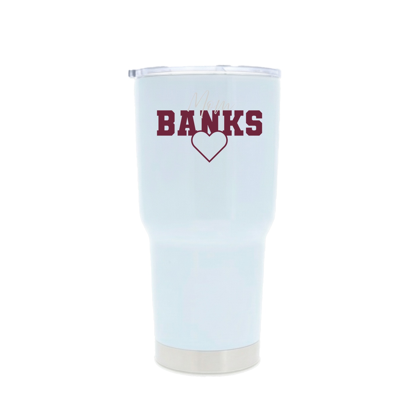 30oz Stainless Steel Tumbler — Mothers Day Heart in White