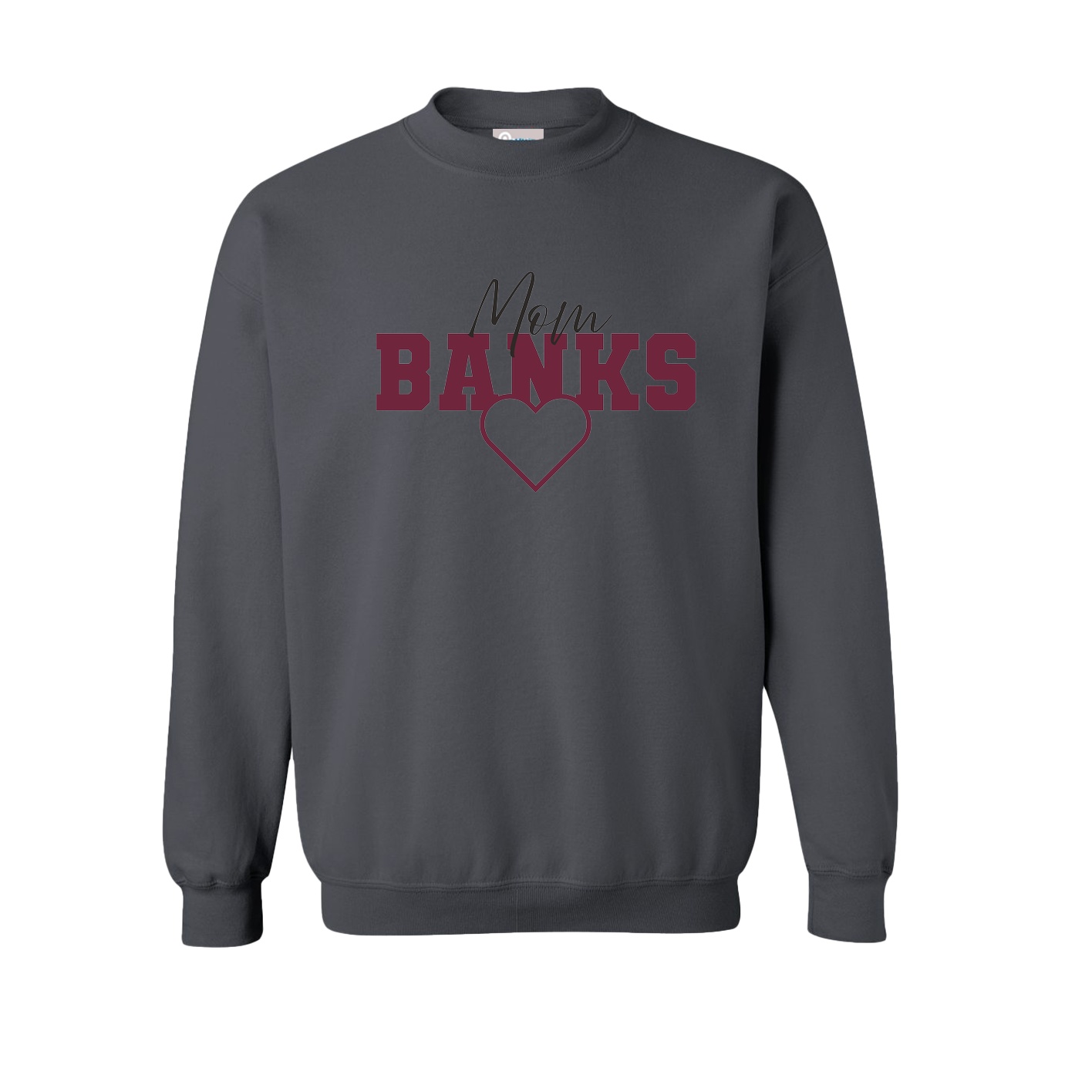 Fleece Crew — Mothers Day Heart in Grey