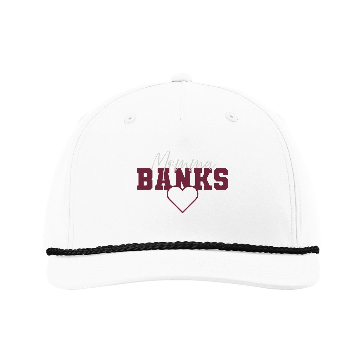 Five-Panel Classic Rope Cap — Mothers Day Heart in White