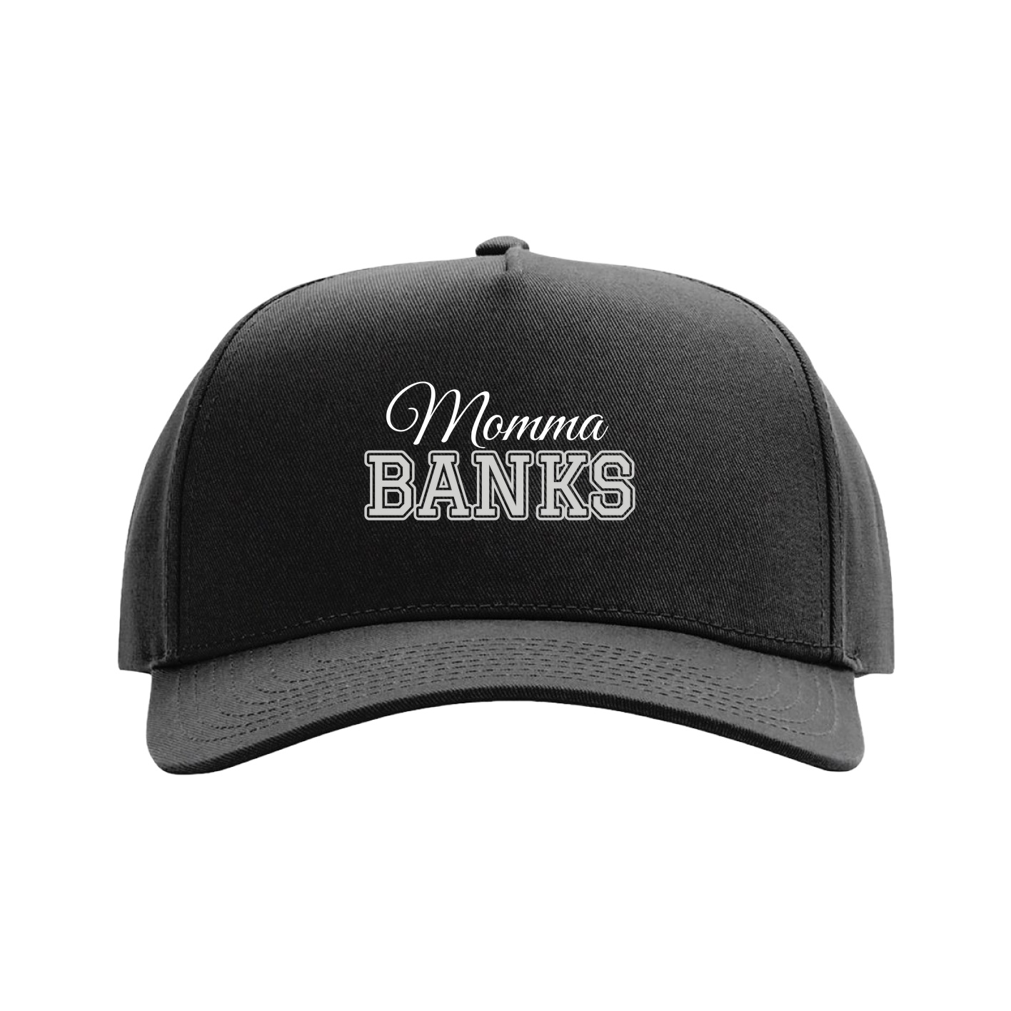 Full Fabric Five-Panel Champ Cap — Mothers Day Block in Black