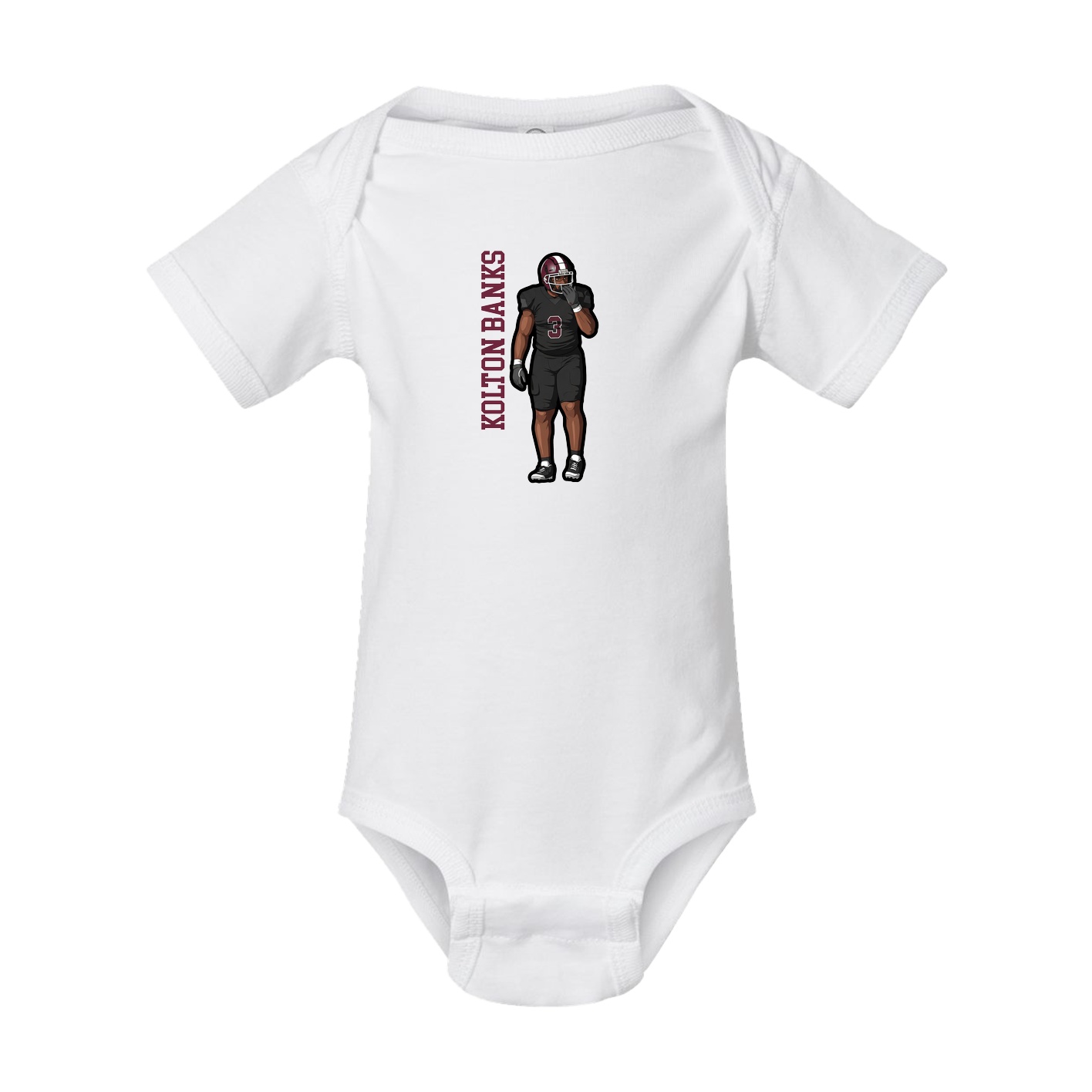 Baby Onesie — Name Vertical in White