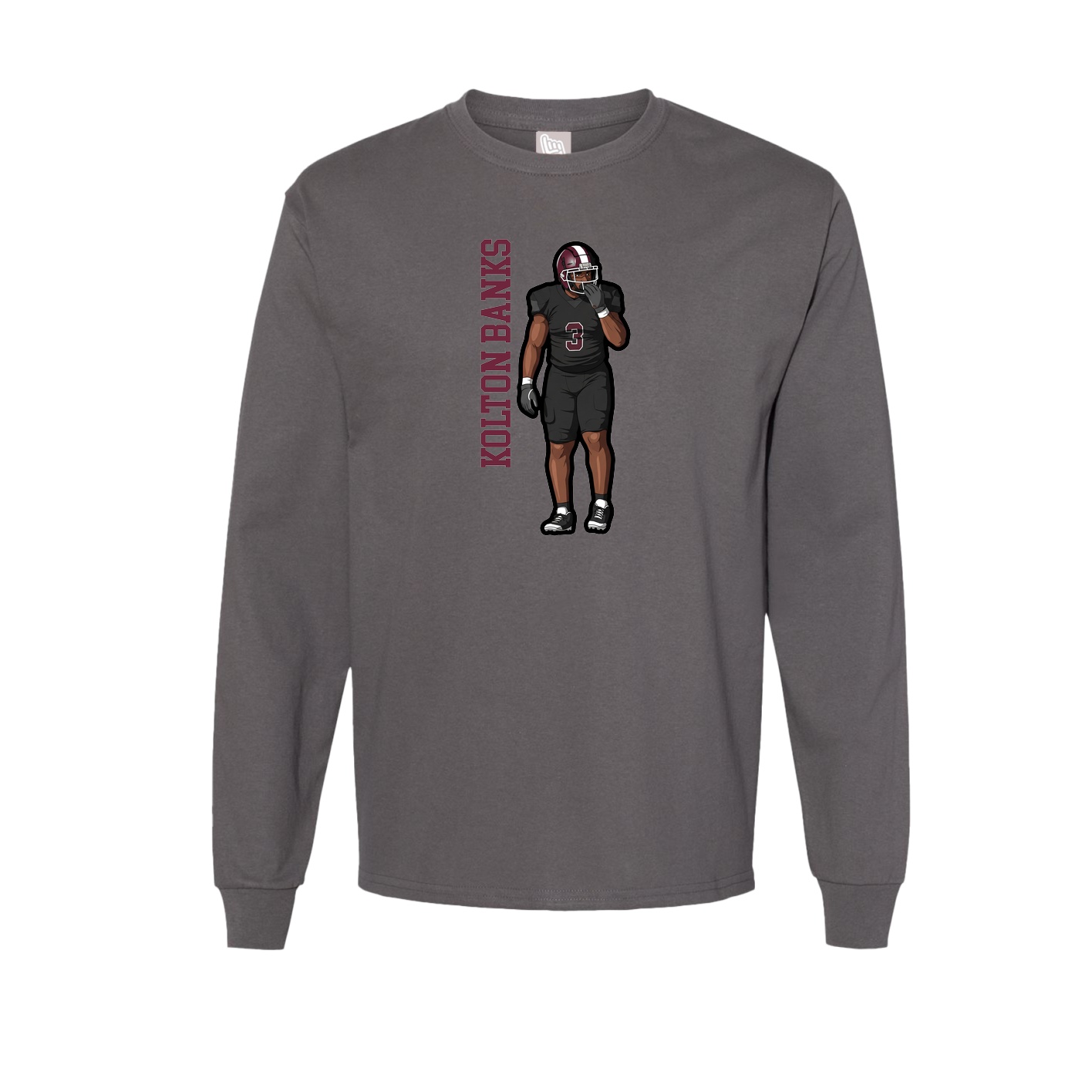 Long Sleeve Tee — Name Vertical in Grey