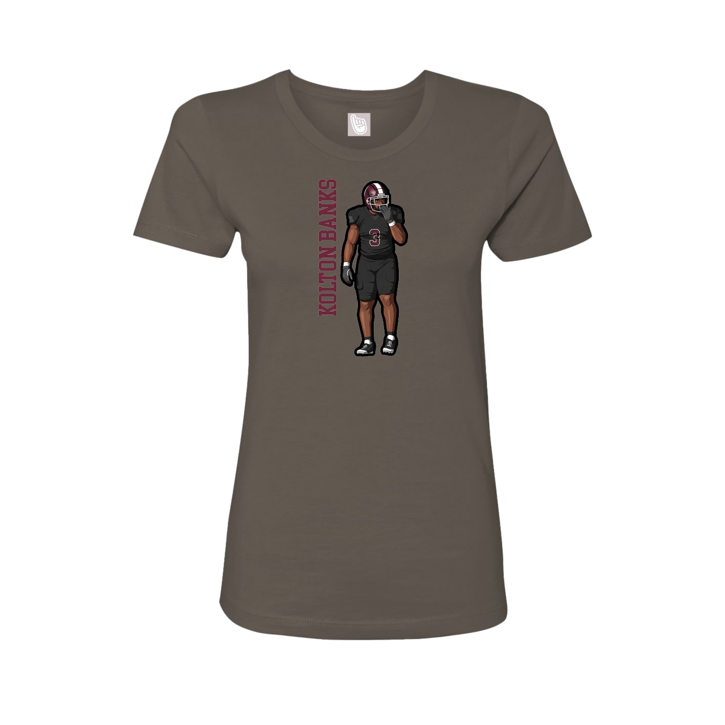 Fitted Women's Tee — Name Vertical in Grey