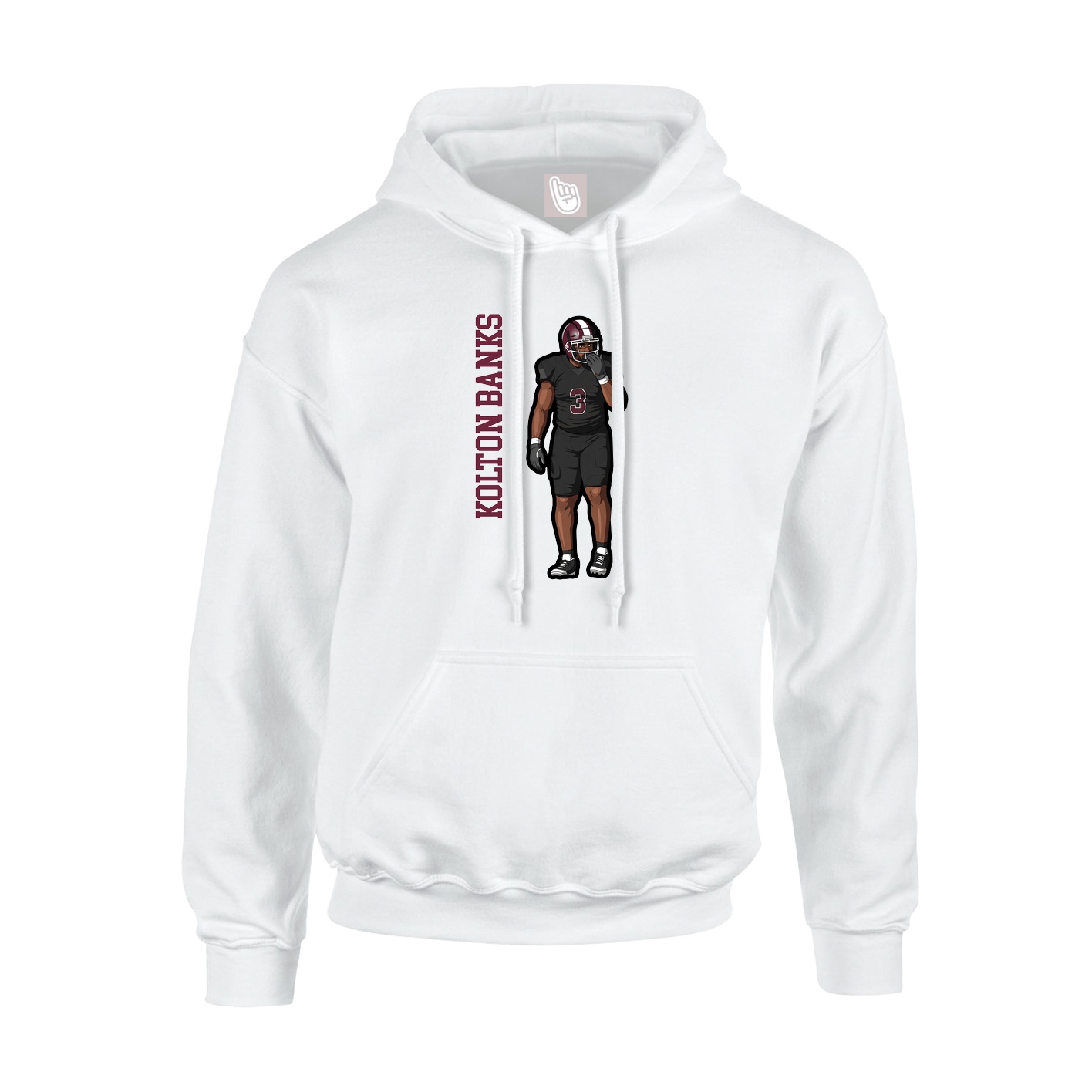 Youth Hoodie — Name Vertical in White