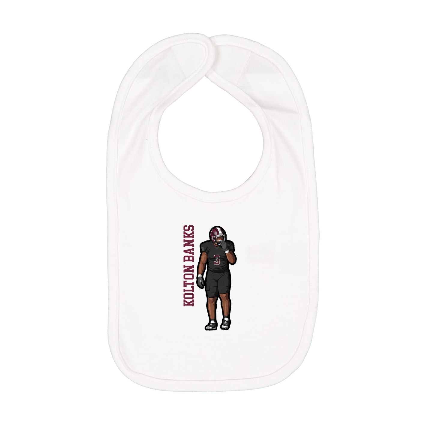 Infant Bib — Name Vertical in White
