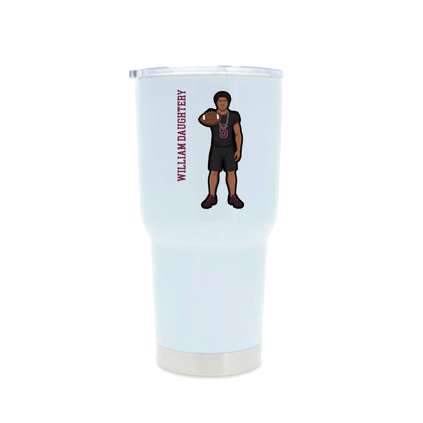 30oz Stainless Steel Tumbler — Name Vertical in White