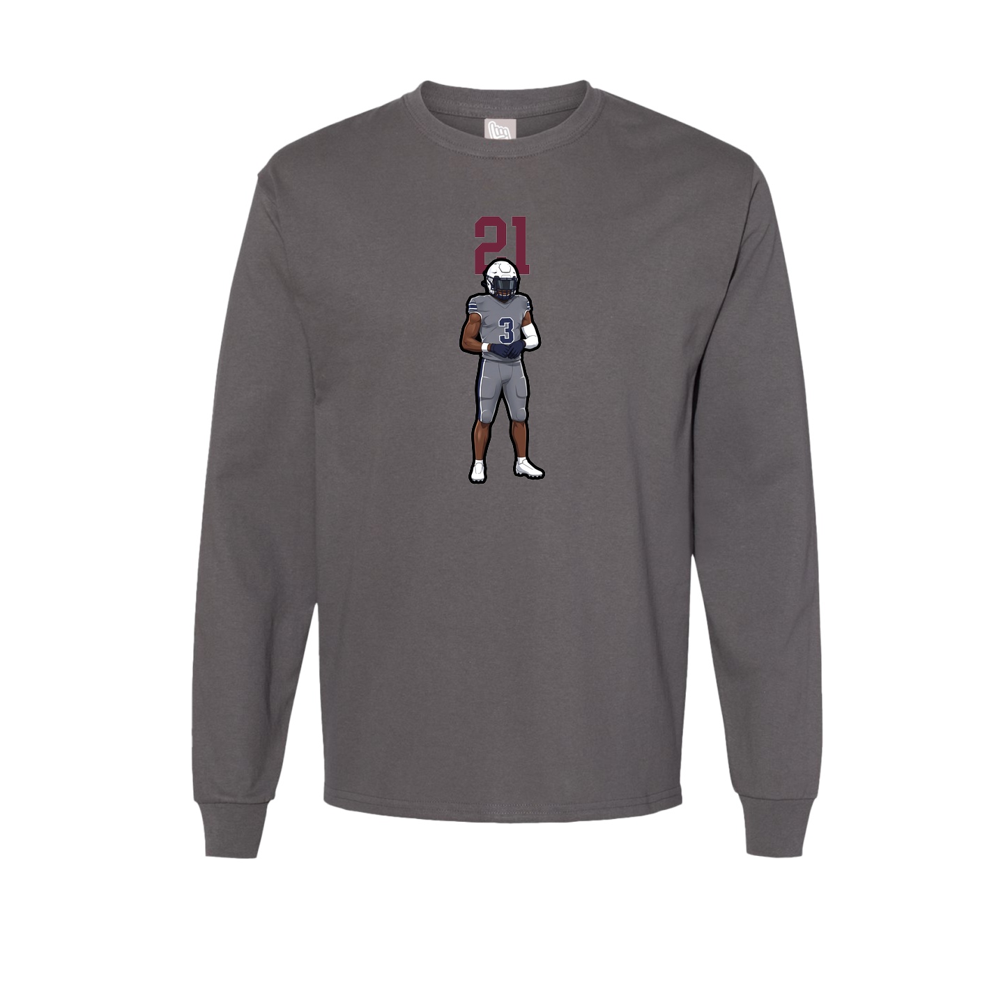 Long Sleeve Tee — Number Top in Grey