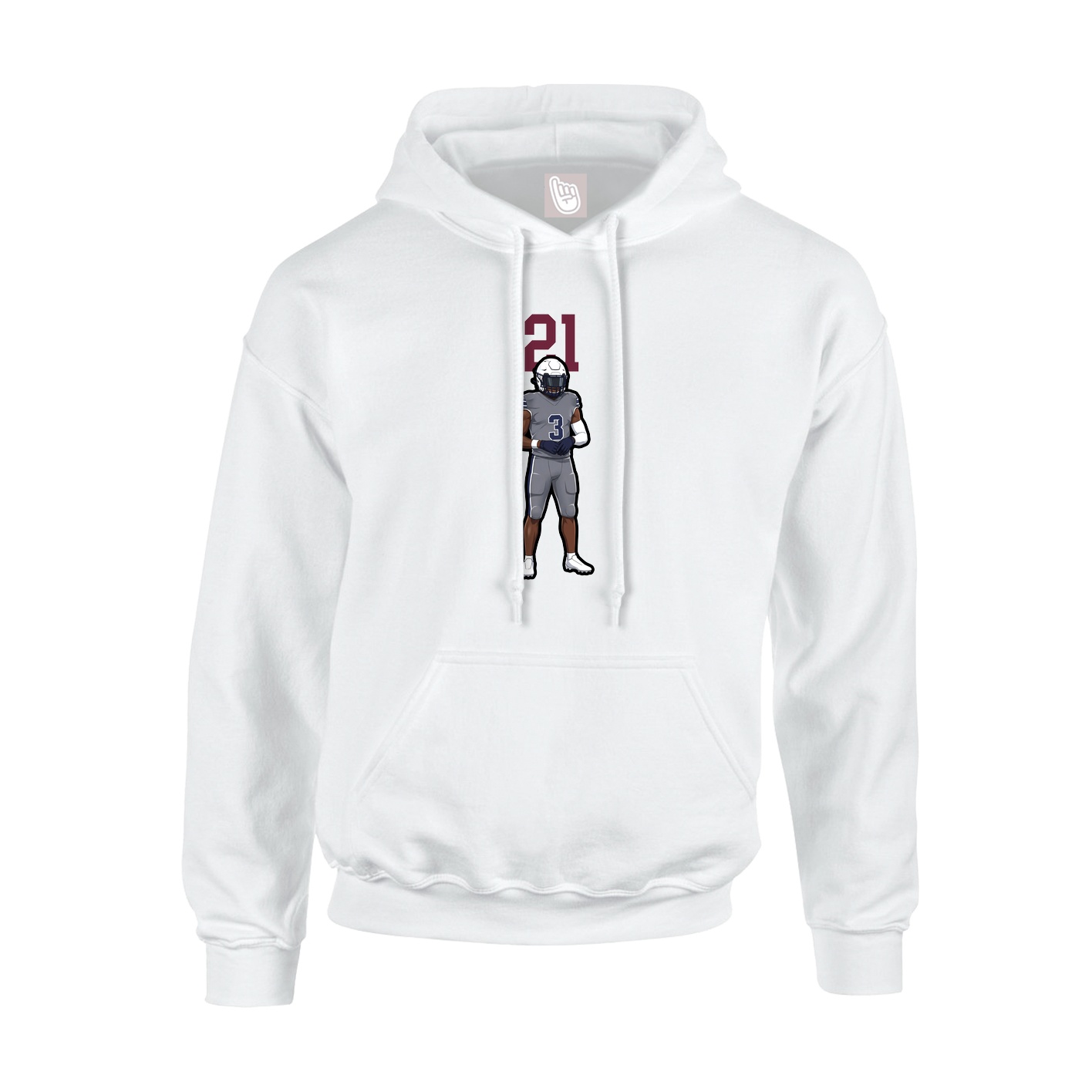 Youth Hoodie — Number Top in White