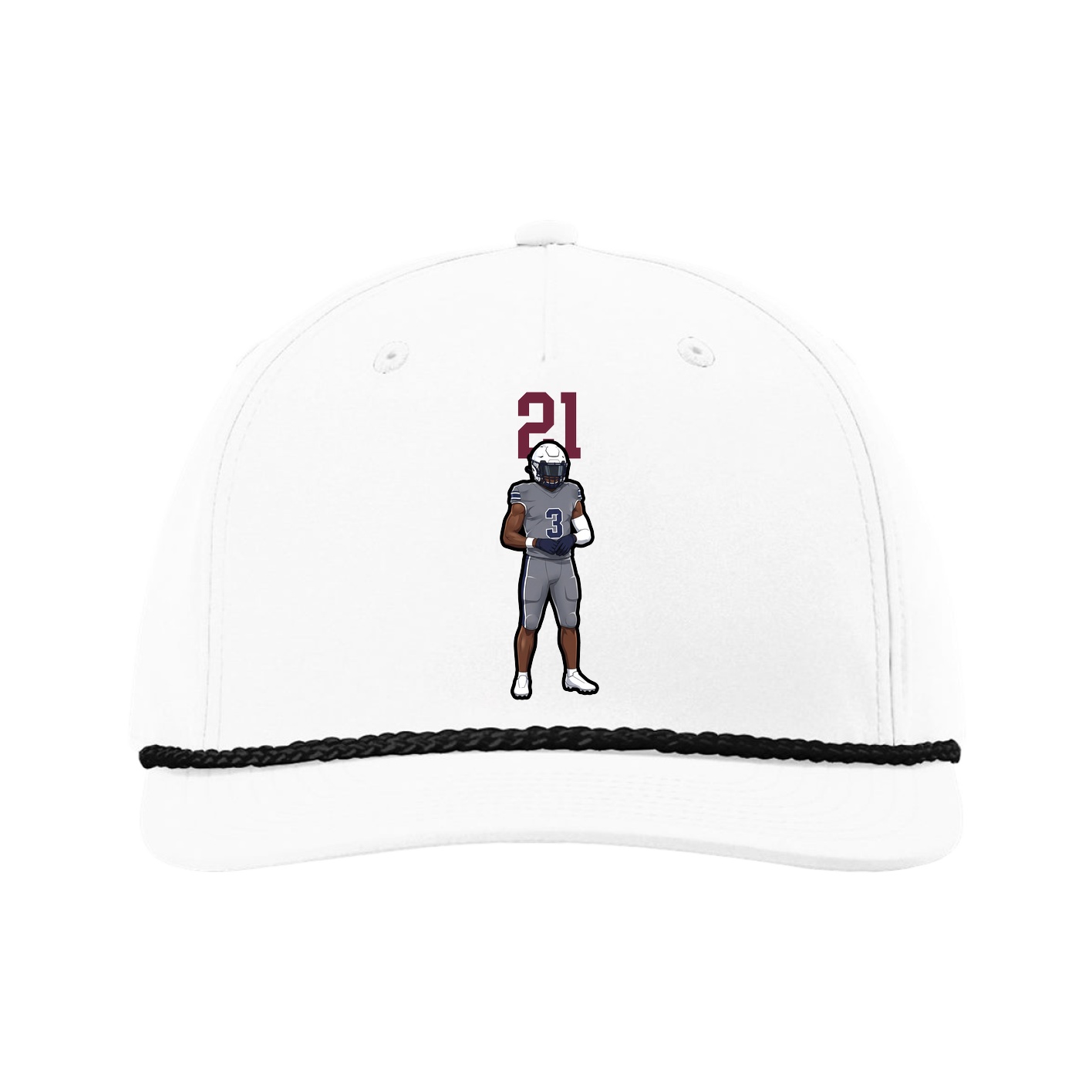 Five-Panel Classic Rope Cap — Number Top in White