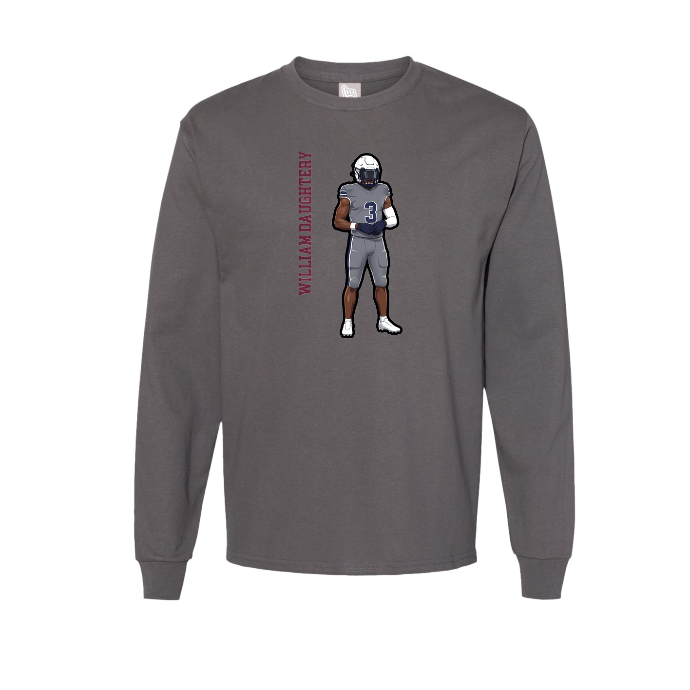 Long Sleeve Tee — Name Vertical in Grey
