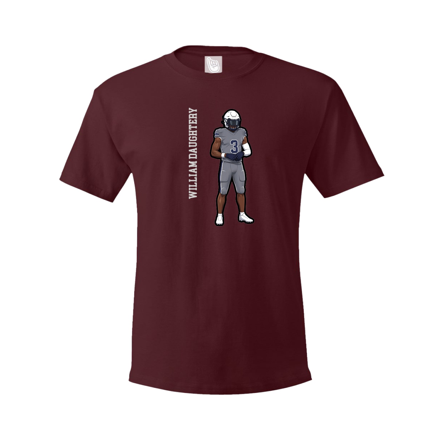 Youth Tee — Name Vertical in Maroon