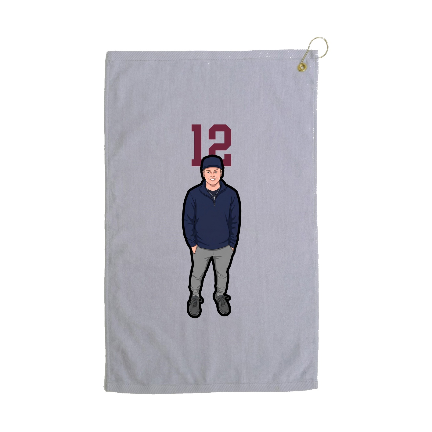 Golf Towel — Number Top in Grey