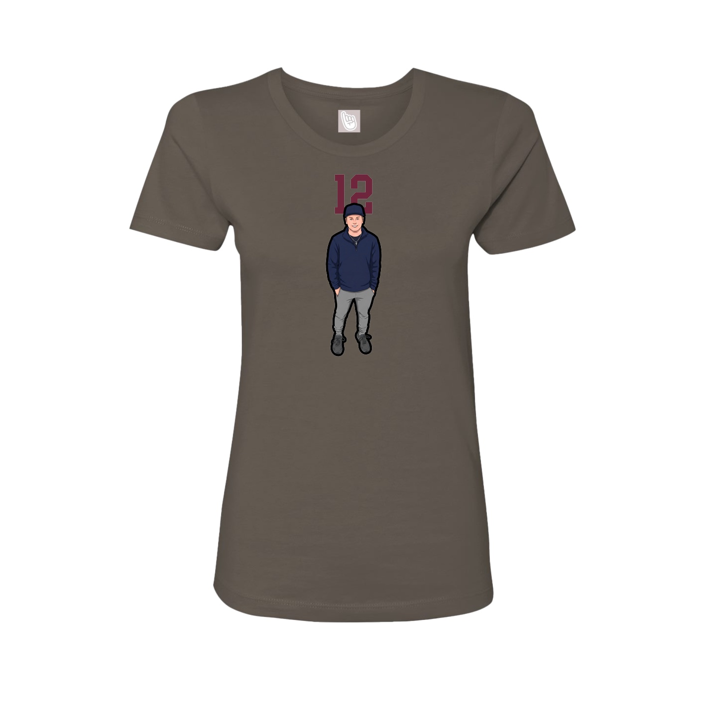 Fitted Women's Tee — Number Top in Grey