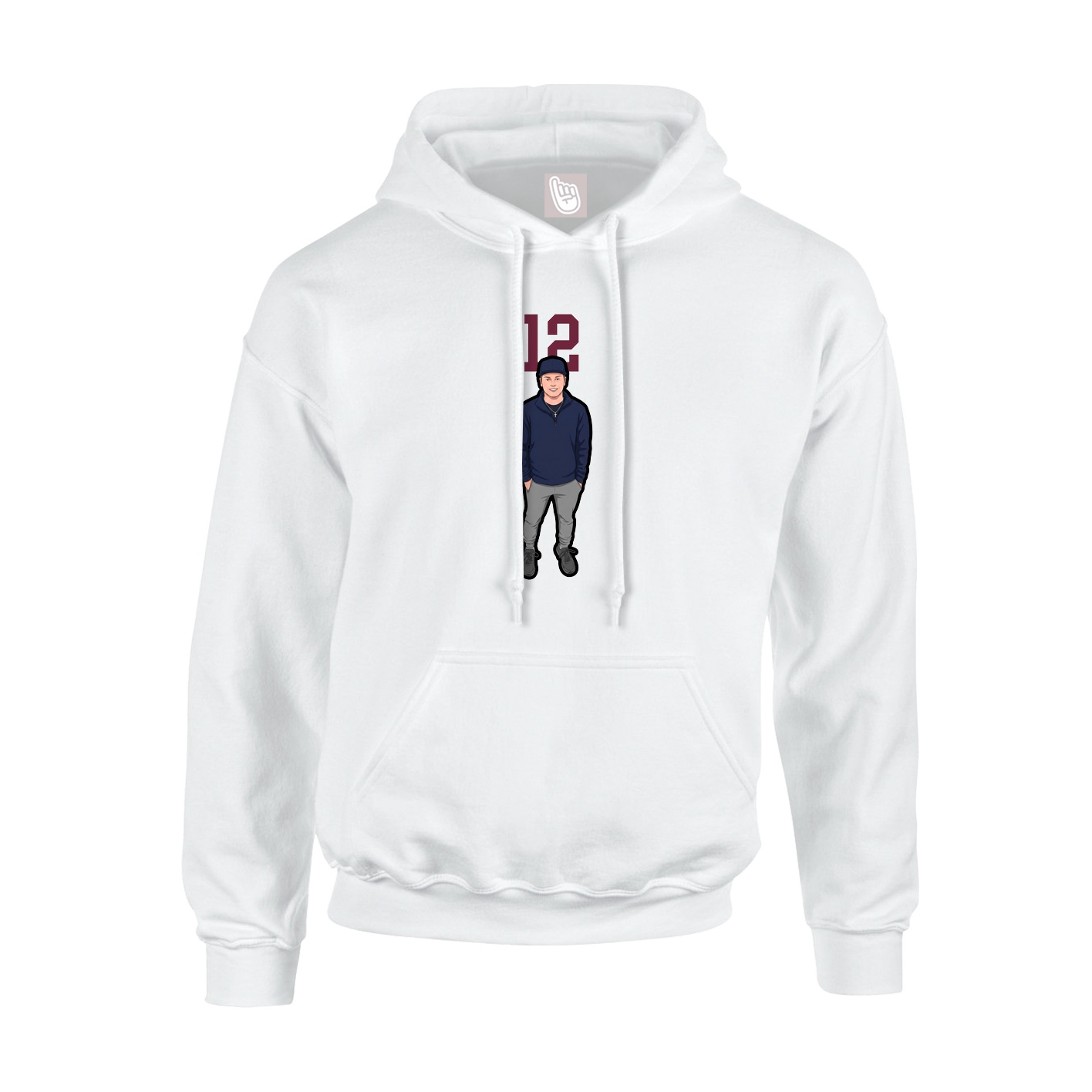 Youth Hoodie — Number Top in White