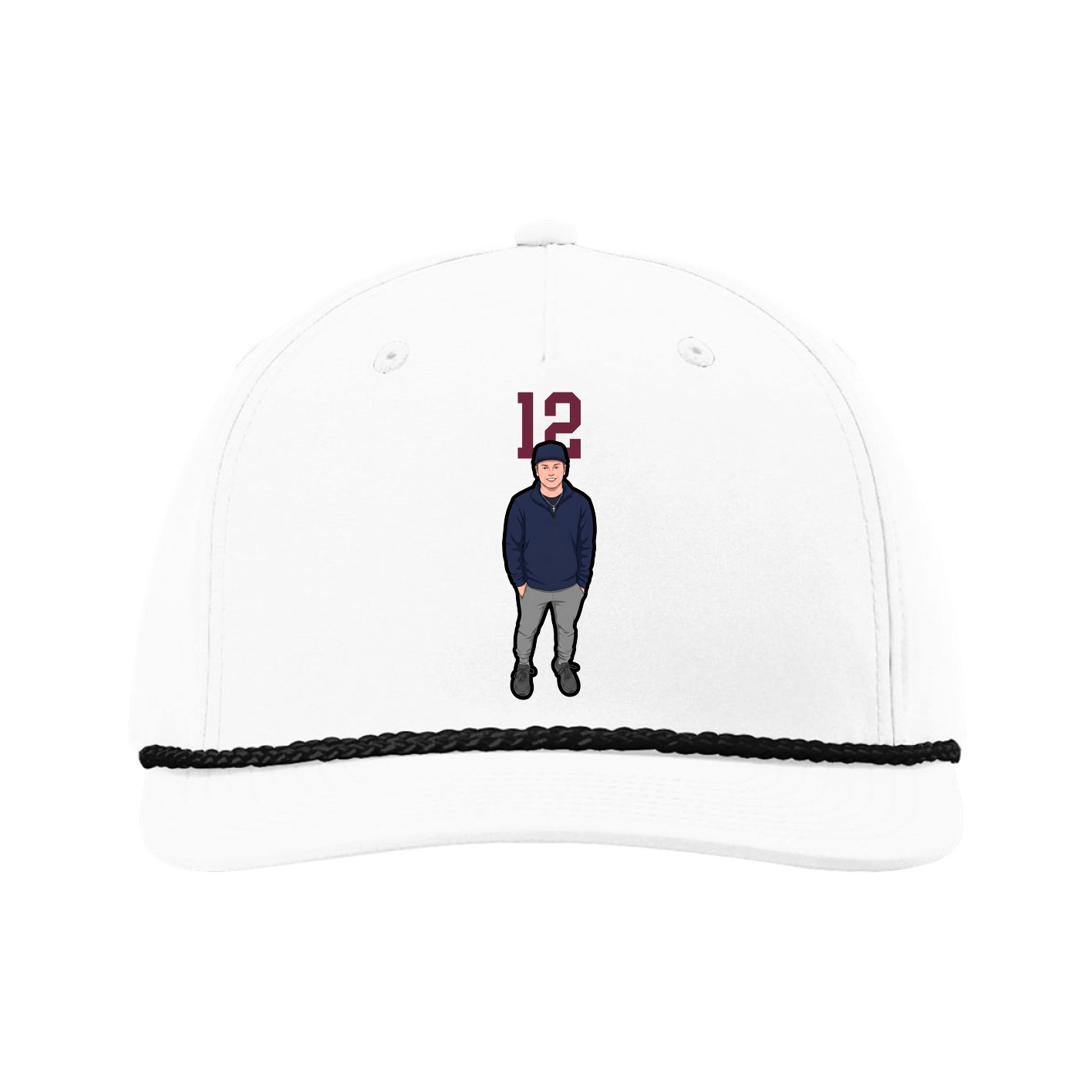 Five-Panel Classic Rope Cap — Number Top in White