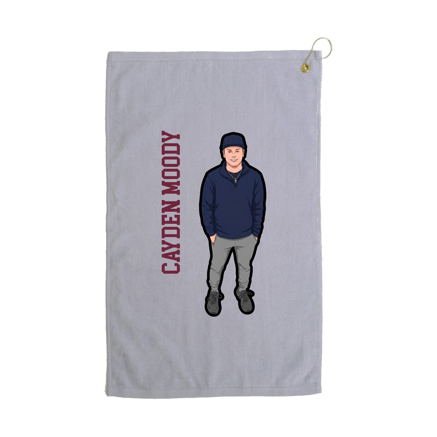 Golf Towel — Name Vertical in Grey