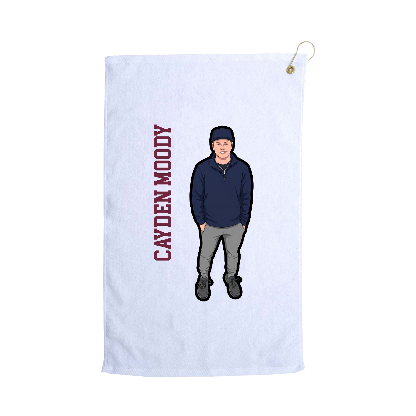Golf Towel — Name Vertical in White