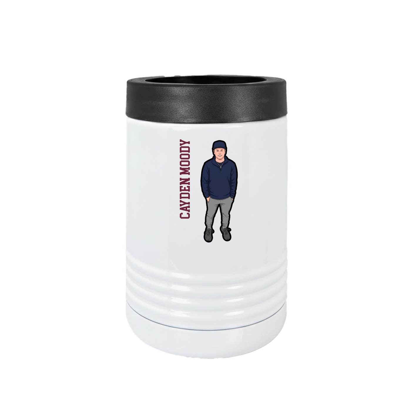 Beverage Holder — Name Vertical in White