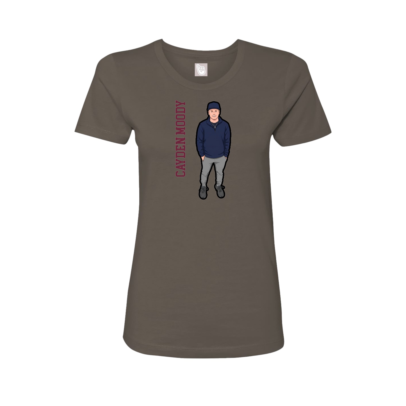 Womens Tee — Name Vertical in Grey