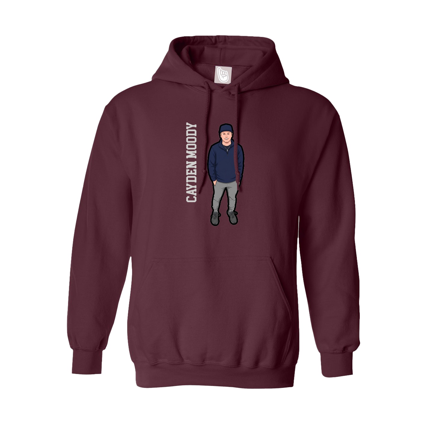 Youth Hoodie — Name Vertical in Maroon
