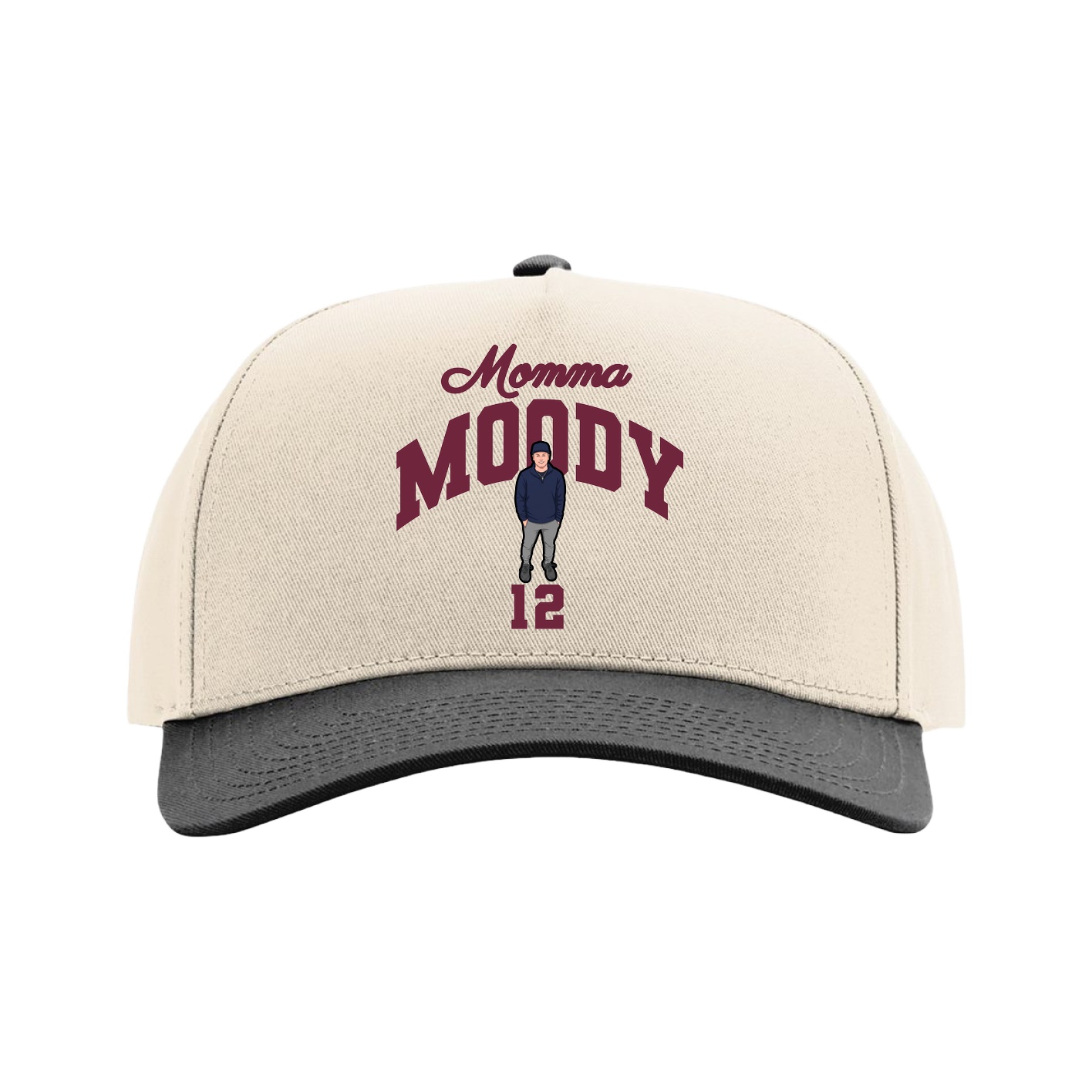 Full Fabric Five-Panel Champ Cap — Mothers Day Arch in Cream/Black