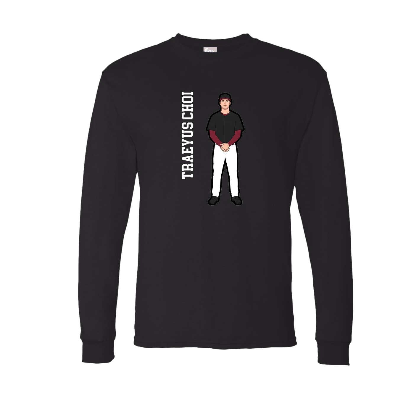 Long Sleeve Tee — Name Vertical in Black