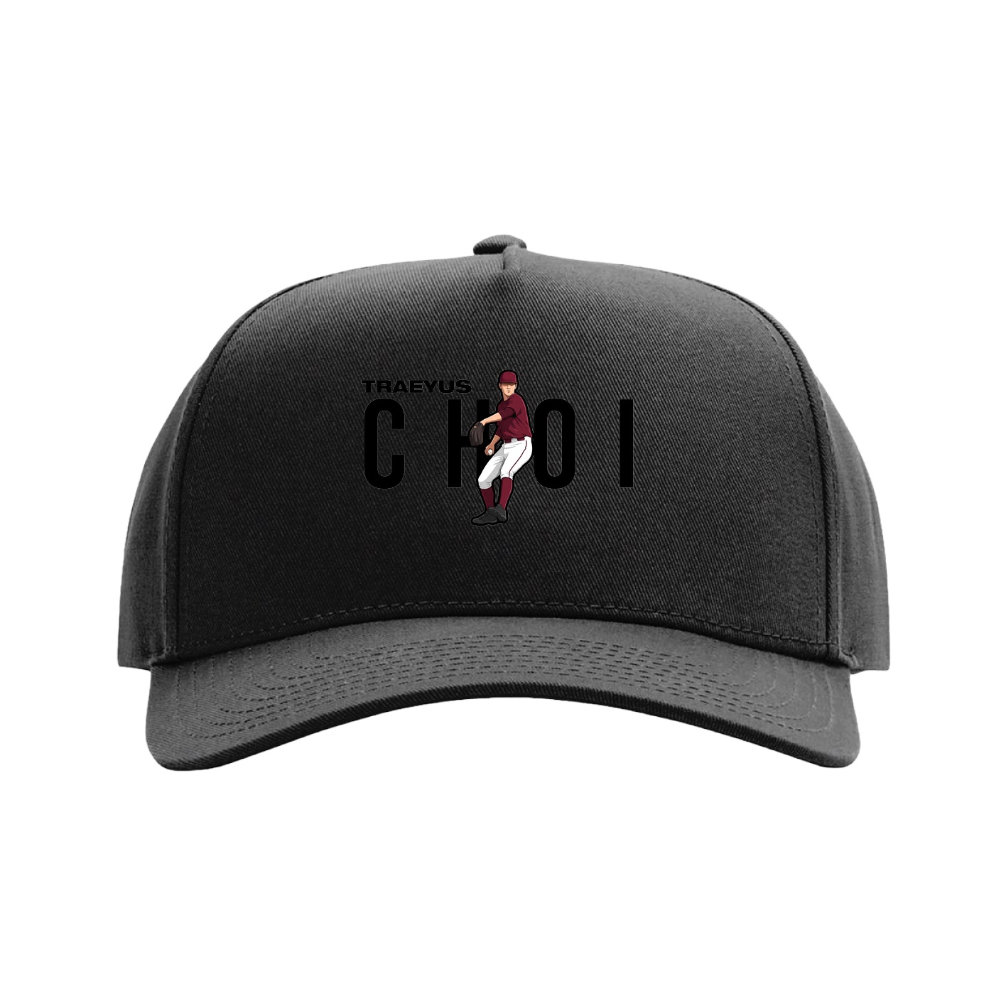 Full Fabric Five-Panel Champ Cap — Player Name in Black