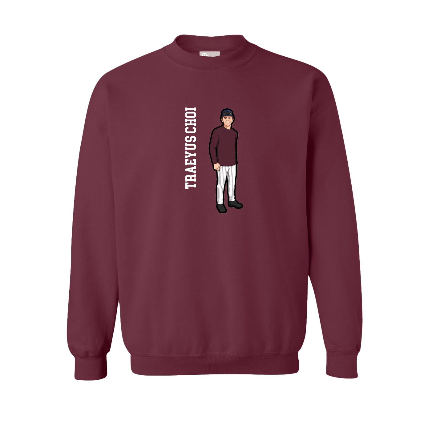 Fleece Crew — Name Vertical in Maroon