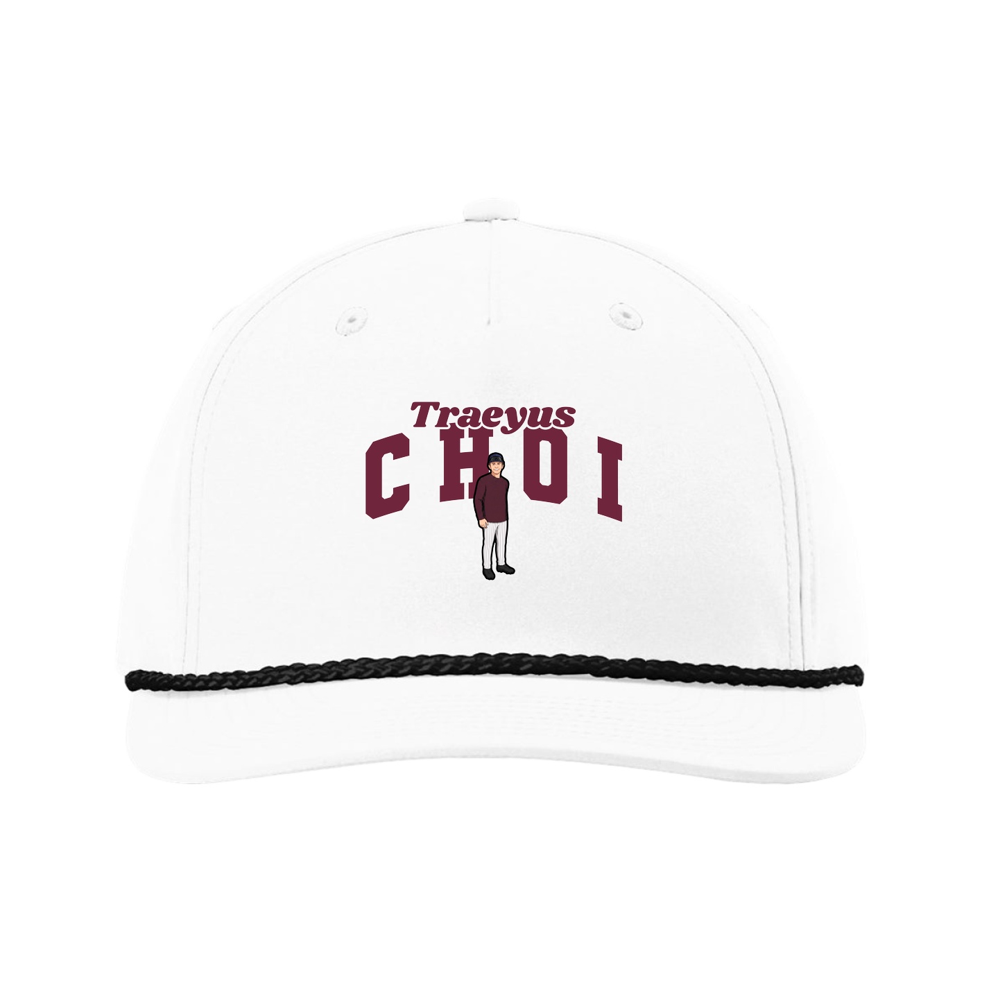 Five-Panel Classic Rope Cap — Signature Arch in White