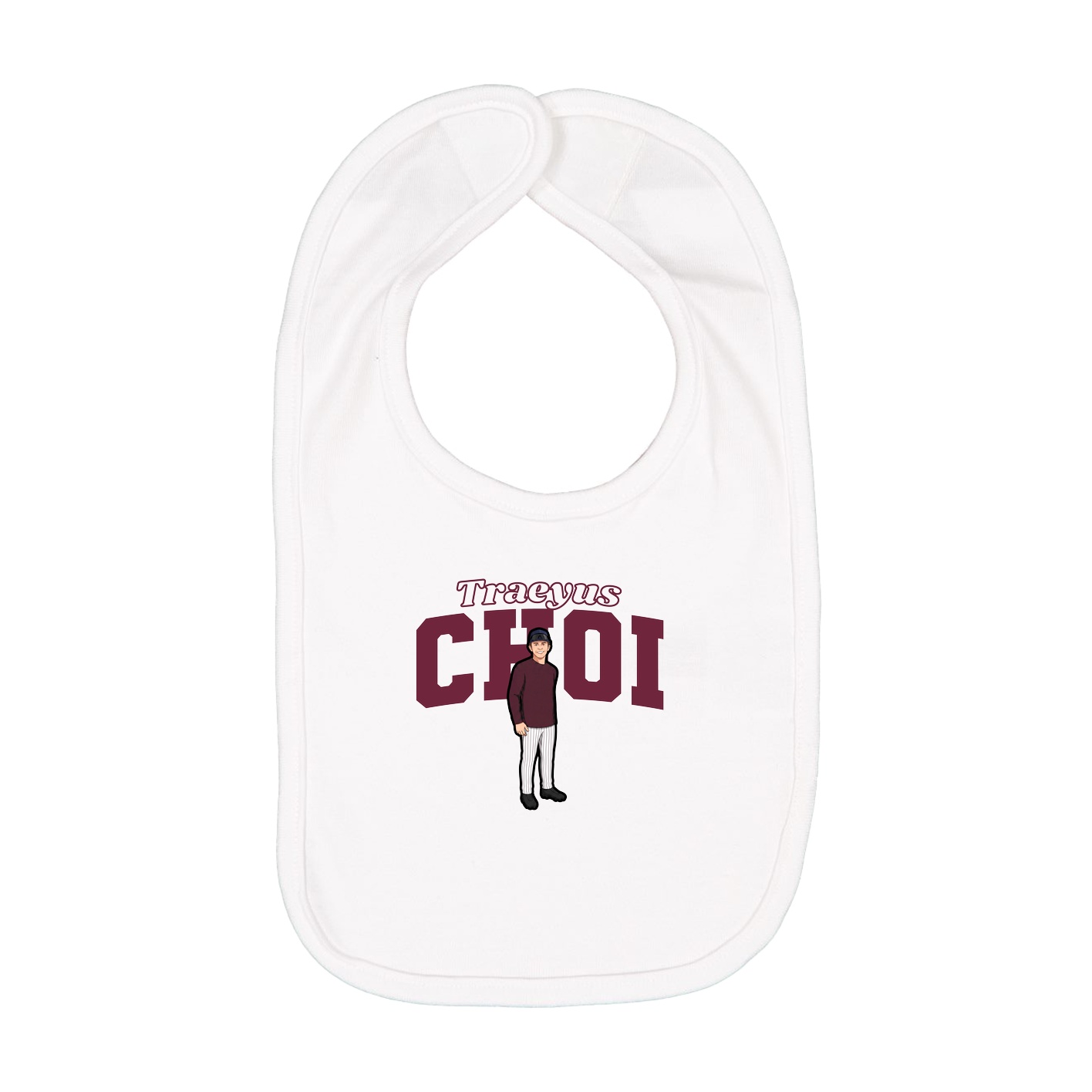 Infant Bib — Name Arch in White