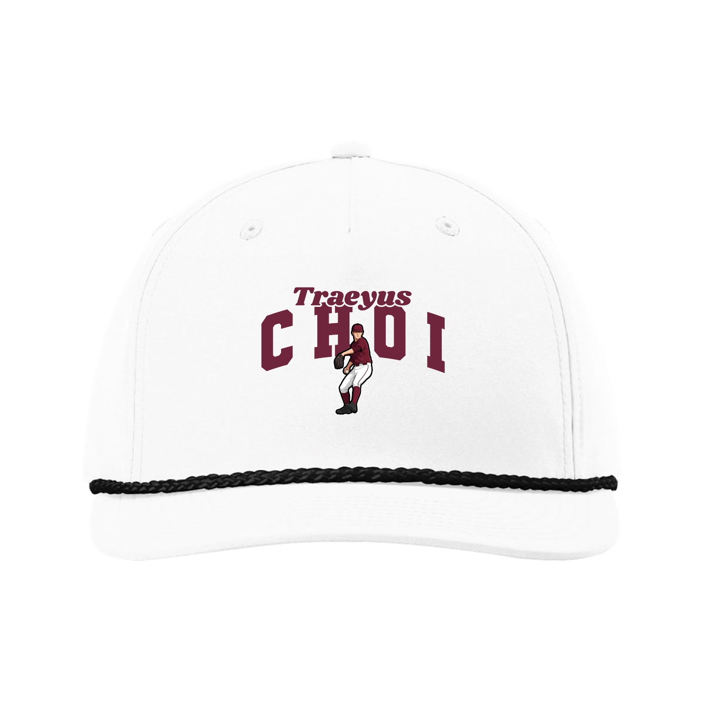 Five-Panel Classic Rope Cap — Signature Arch in White