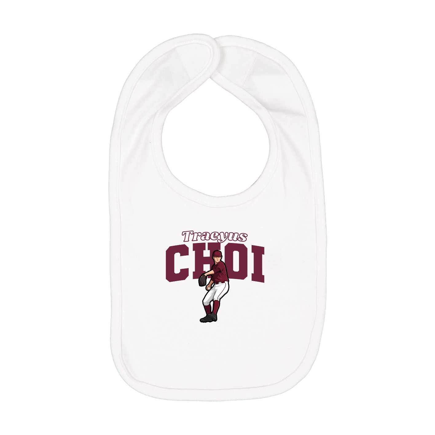 Infant Bib — Name Arch in White