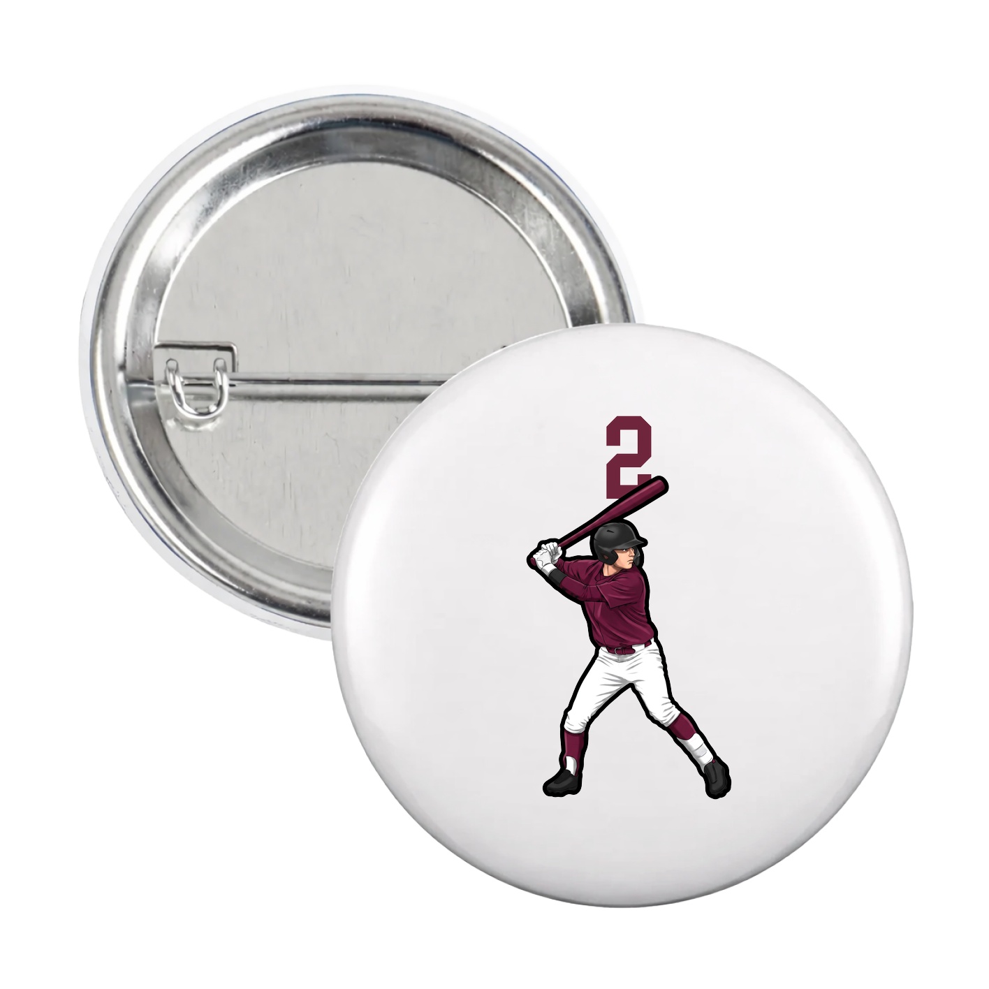 Game Day Button — Number Top in White