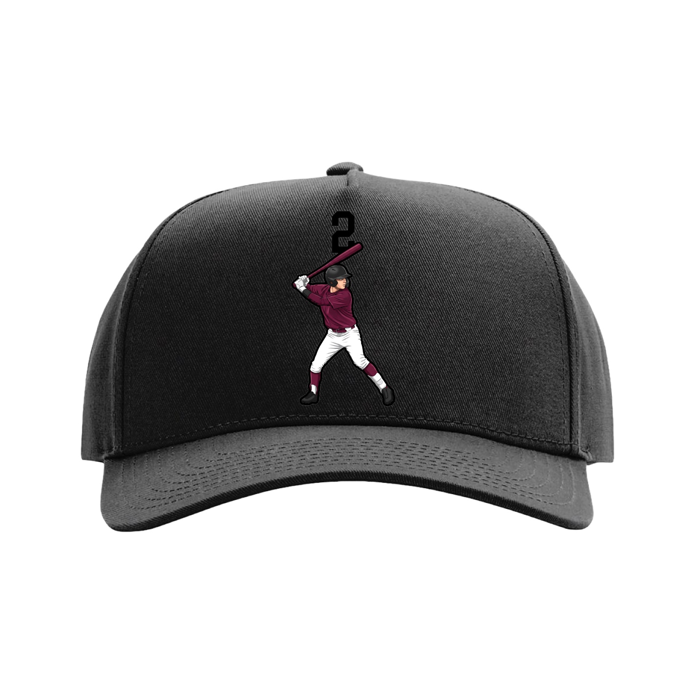 Full Fabric Five-Panel Champ Cap — Number Top in Black