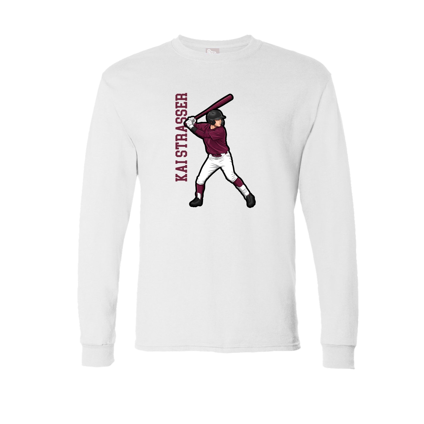 Long Sleeve Tee — Name Vertical in White