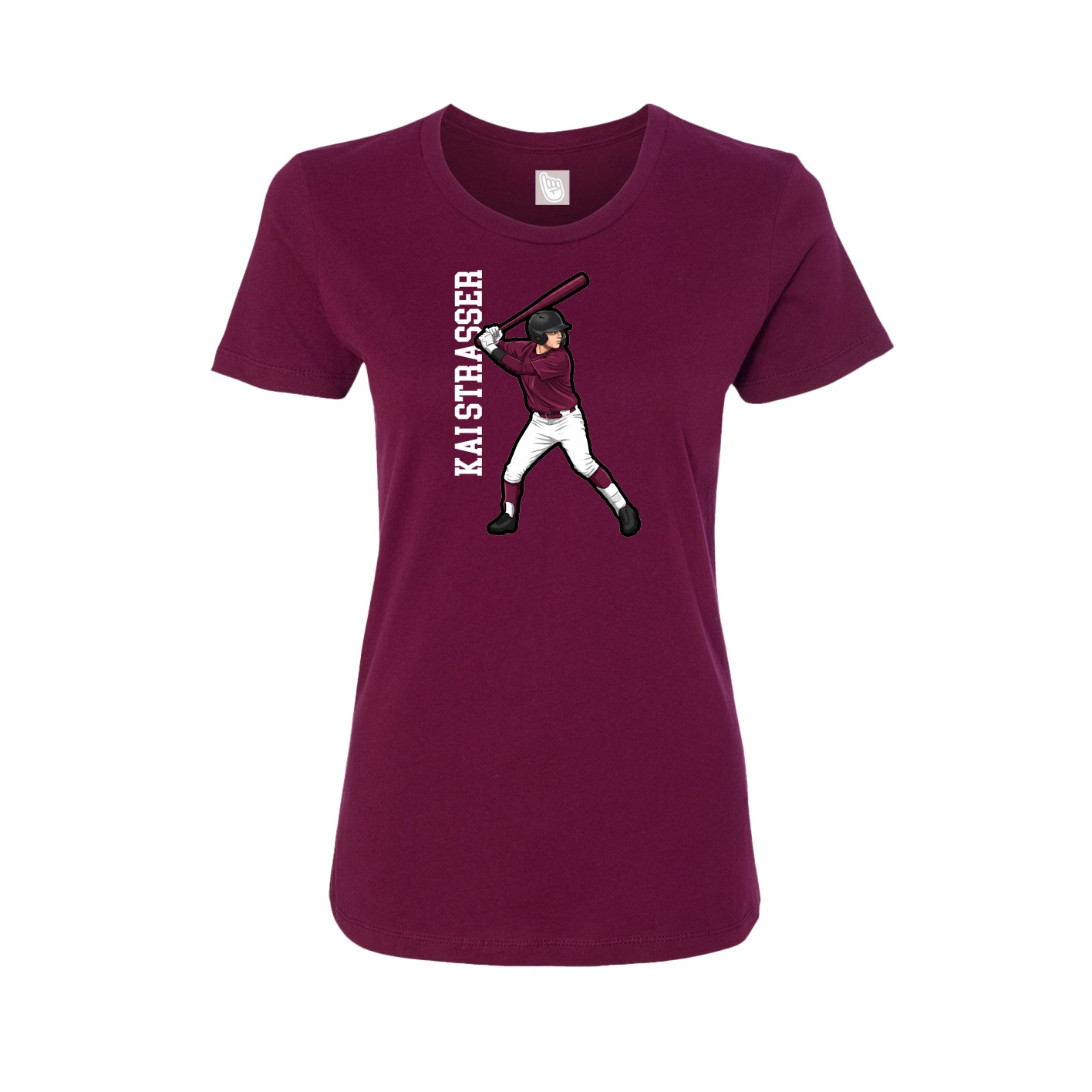 Womens Tee — Name Vertical in Maroon