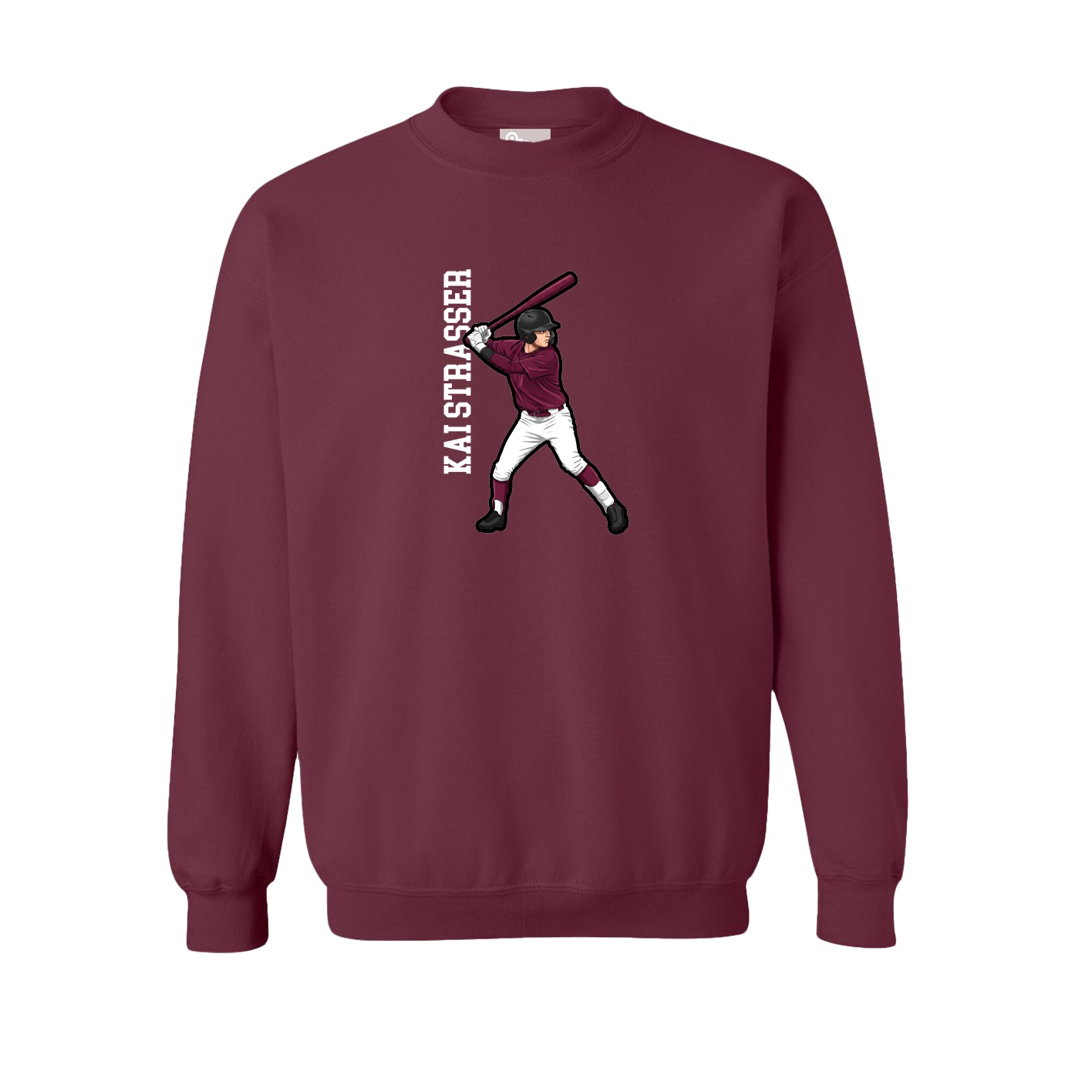 Fleece Crew — Name Vertical in Maroon