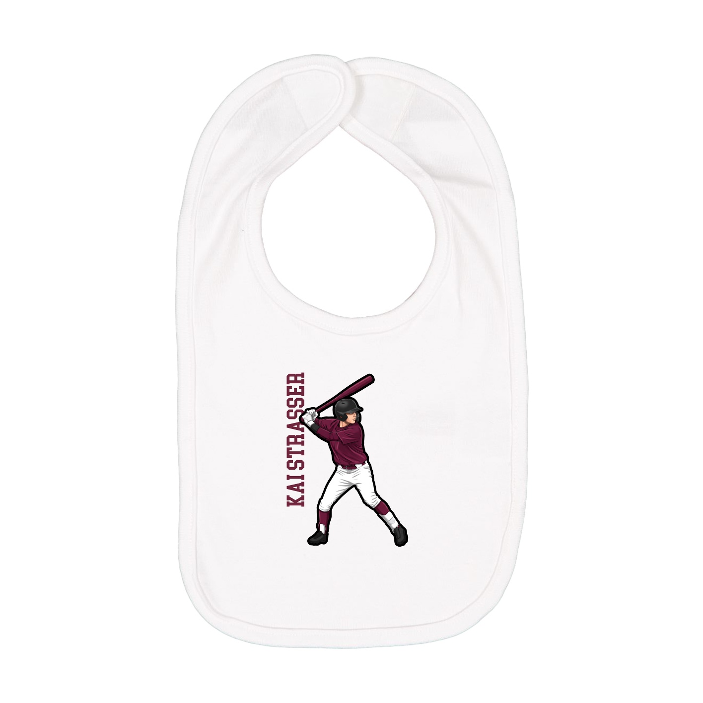 Infant Bib — Name Vertical in White