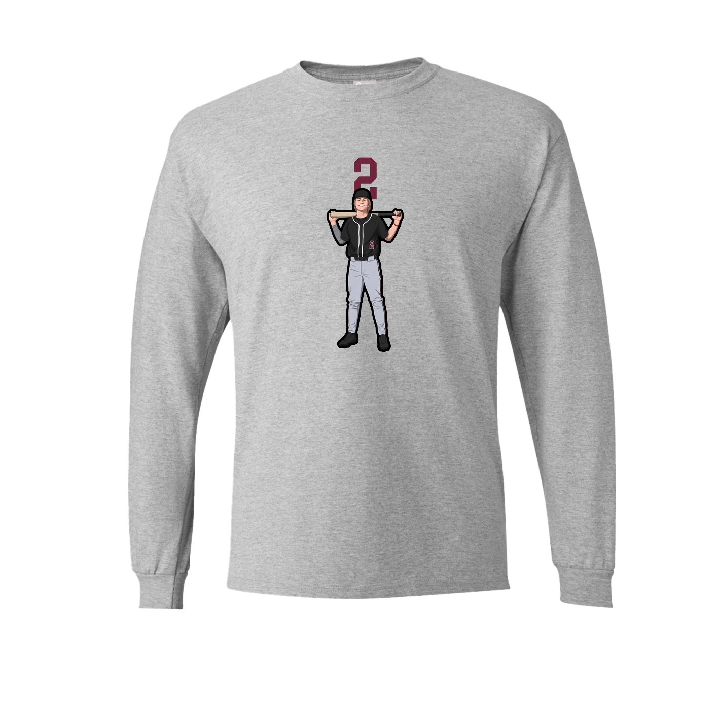 Long Sleeve Tee — Number Top in Grey